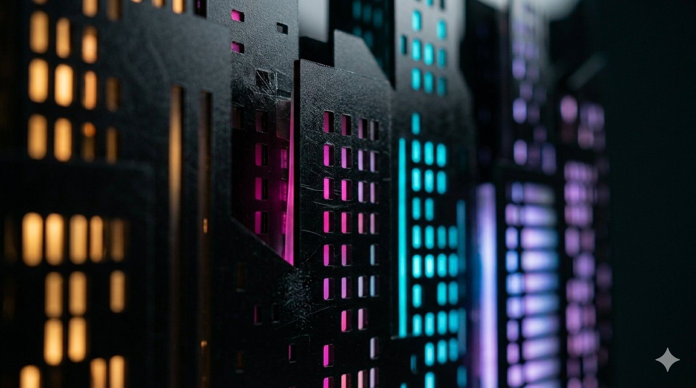 Cyberpunk parallax buildings detail