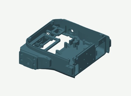 Rear hull — motors and computer in its print orientation