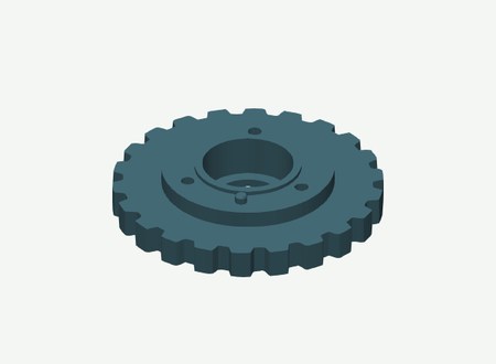 Left 22T idler wheel inner half in its print orientation