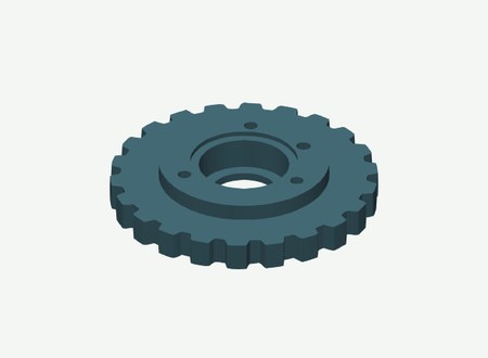 Left 22T idler wheel outer half in its print orientation