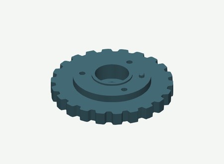 Left HEX12 drive wheel inner half in its print orientation
