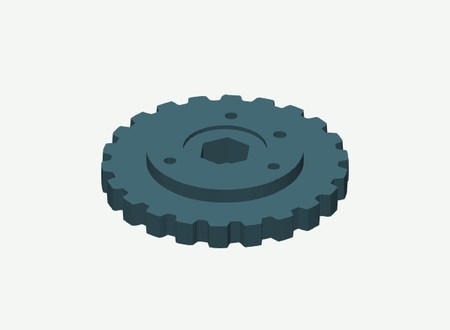 Left HEX12 drive wheel outer half in its print orientation