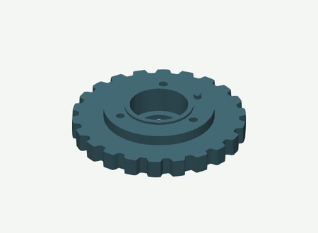 Right 22T idler wheel inner half in its print orientation