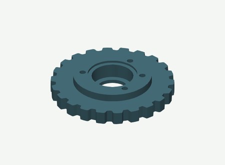 Right 22T idler wheel outer half in its print orientation