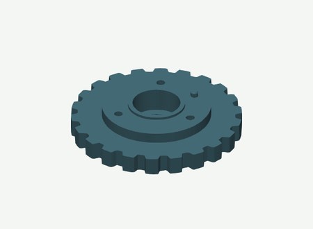 Right HEX12 drive wheel inner half in its print orientation