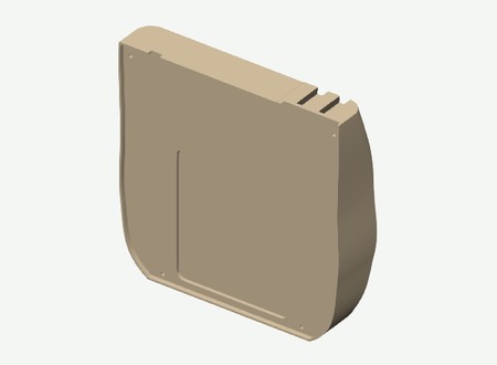 Split cover · rear section in its print orientation